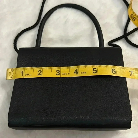 Vintage La Regale Black Evening Satin Mini Purse HandBag Crossbody Elegant Fun - Picture 15 of 16